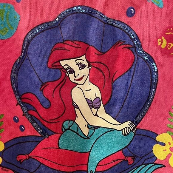 Vintage Disney The Little Mermaid Ariel Sweatshirt Pink Sequins USA Girls SZ 2T - Picture 8 of 15